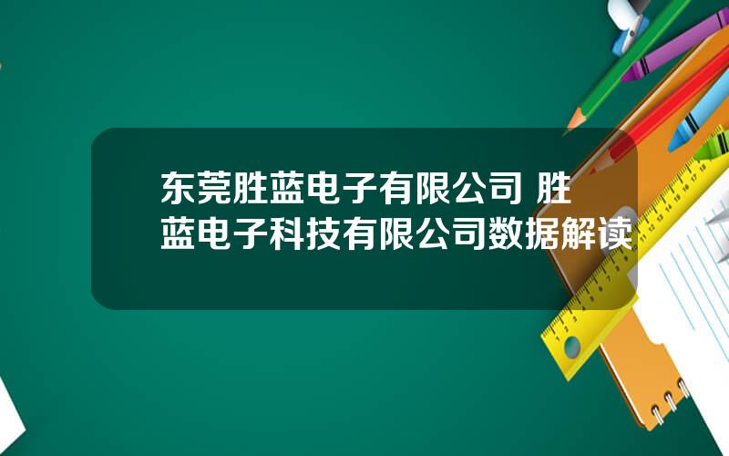 东莞胜蓝电子有限公司 胜蓝电子科技有限公司数据解读